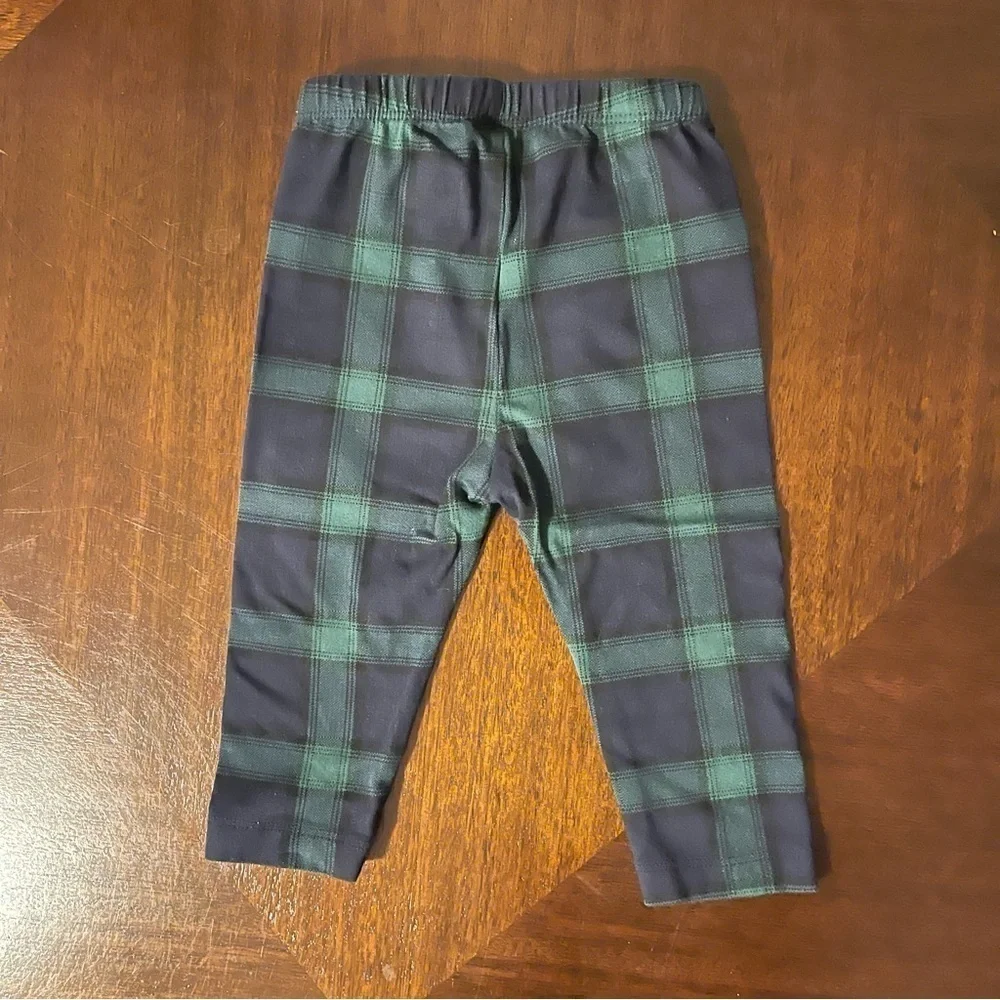Gap | 2 piece long sleeve “loved” with plaid pants outfit | 6-12 mo